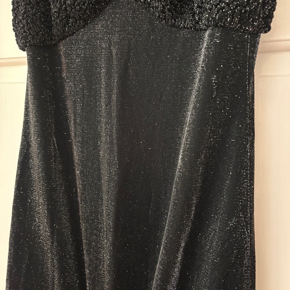 Vintage 90s Cache Size 6 Metallic Black Sleeveless Maxi Gown‎ Dress Made in USA - Picture 4 of 13